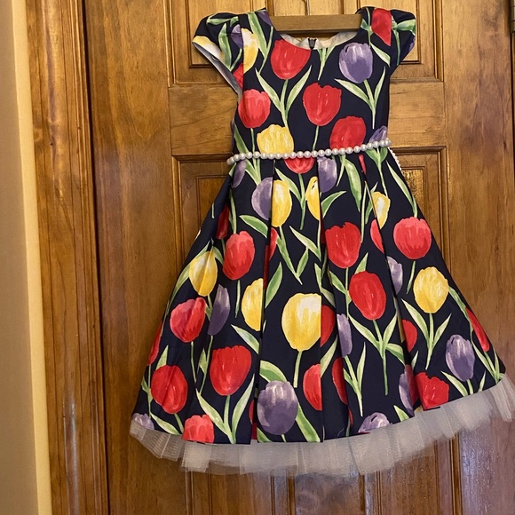 NWT Cute Toddler Girls Navy Multi Dress - Picture 2 of 12